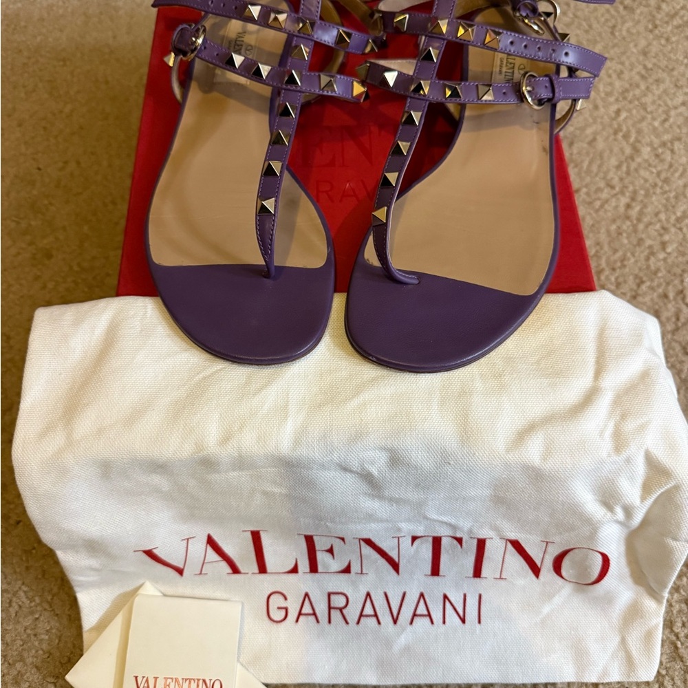 Women's Purple Valentino Caged Rockstud Sandals - Picture 2 of 4